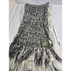 Cozy Winter Knit Scarf With Fringe Edges  One Size  Acrylic & Wool Blend